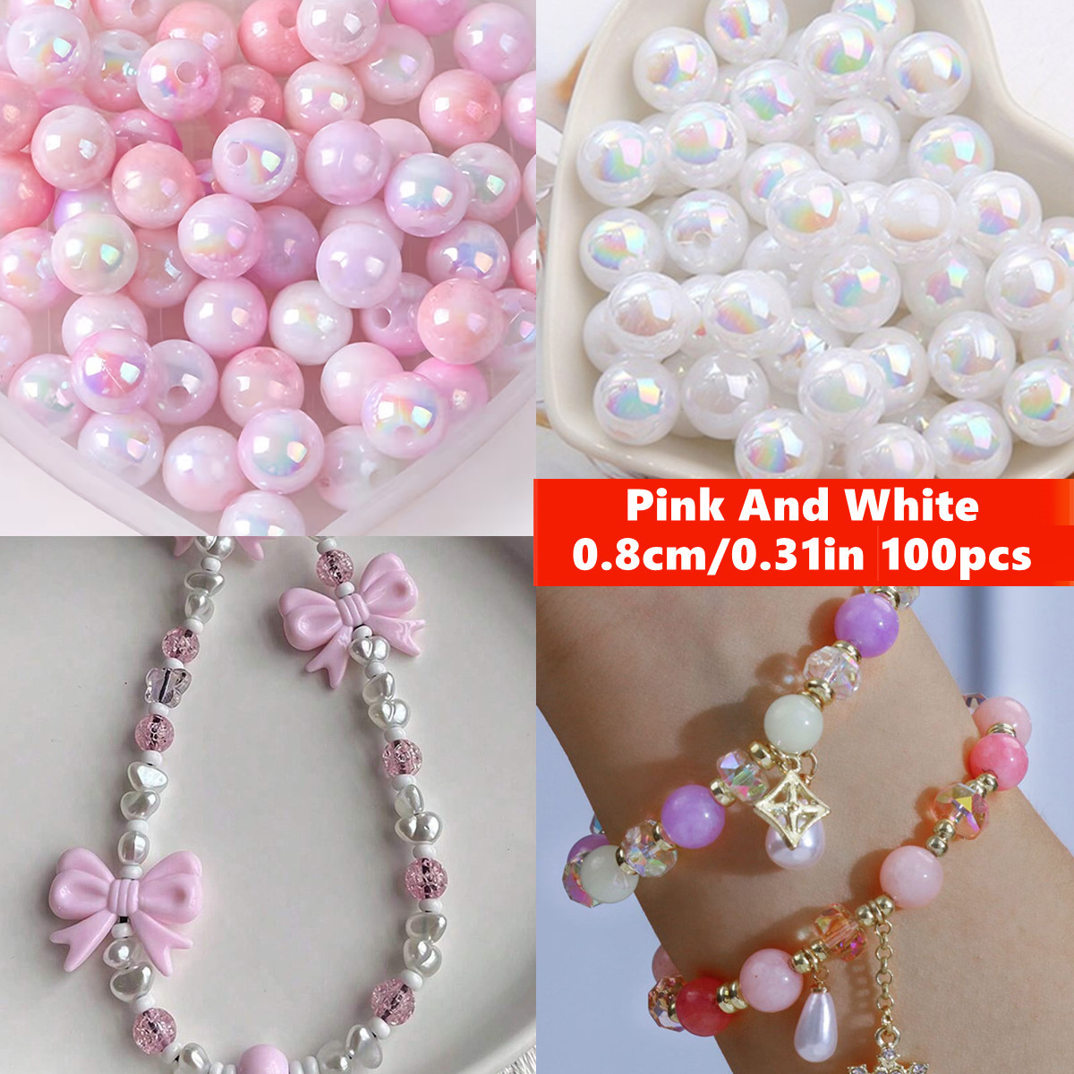 Jewelry Making For Couples - 8mm 100pcs Pink Cute And Beautiful